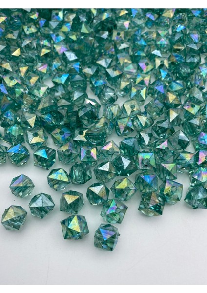 100GR 12MM Janjanlı Zümrüt Yeşili Küp,kübik Akrilik Boncuk,takı ,çanta Boncuğu (100GR,~110 Adet) fırsatları