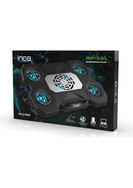 INC-614GMS Empousa 1X100+4X70MM Fan 2600RPM 2xusb Gamıng Notebook Cooler 9 "-17"