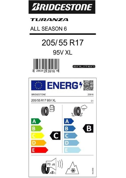 205/55 R17 95V Xl Turanza All Season 6 Oto Dört Mevsim Lastiği (Üretim Yılı: 2023) fiyatları