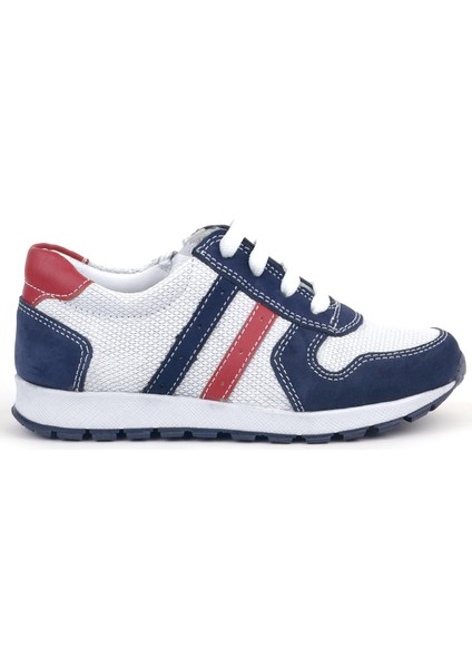 Hakiki Deri Lacivert Beyaz Fermuarlı Çocuk Spor Ayakkabı fiyatları