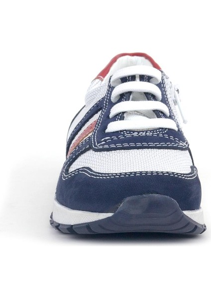 Hakiki Deri Lacivert Beyaz Fermuarlı Çocuk Spor Ayakkabı modelleri