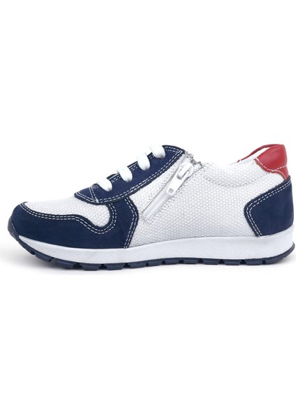 Hakiki Deri Lacivert Beyaz Fermuarlı Çocuk Spor Ayakkabı fırsatları