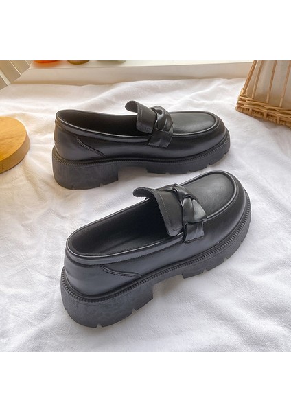 Loafer'lar Kadınların Yeni Tarzı Ingiliz Tarzı Tiki Tarzı Küçük Deri Ayakkabılar Bağcıksız Kadın Ayakkabıları (Yurt Dışından)