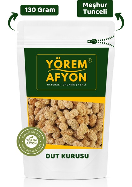 Yörem Afyon Meşhur Tunceli Ulukale Yeni Mahsul Aromalı Tat Beyaz Dut Kurusu  130 gr