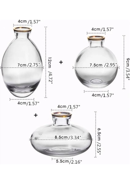Binbirdemet 3' Lü Şeffaf Cam Vazo Seti