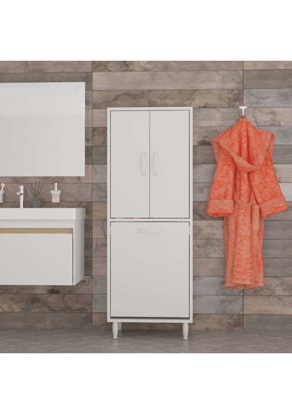 MODİLAYN Gamzem BANYO 55 x 138 cm Çamaşır Bölmeli Banyo Dolabı