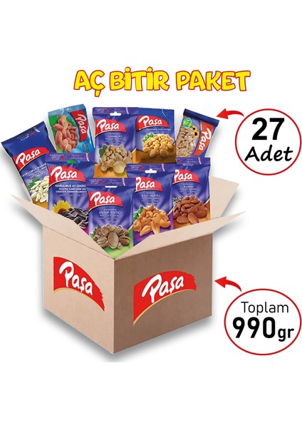 Paşa Kuruyemiş Lezzeti Keşfet Lüx Paket 990 gr - 27 Paket