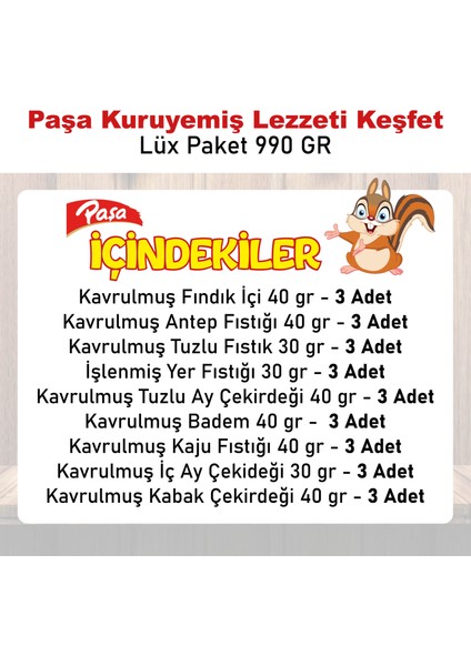 Paşa Kuruyemiş Lezzeti Keşfet Lüx Paket 990 gr - 27 Paket