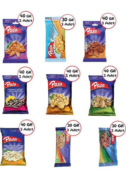 Paşa Kuruyemiş Lezzeti Keşfet Lüx Paket 990 gr - 27 Paket