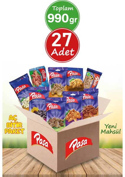 Paşa Kuruyemiş Lezzeti Keşfet Lüx Paket 990 gr - 27 Paket