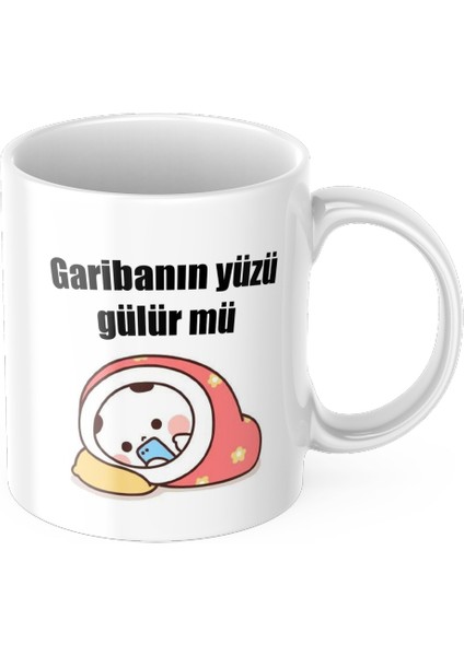 Garibanın Yüzü Gülür Mü Kupa Bardak Komik Yazılı Hediyelik Kahve Çay Kupası