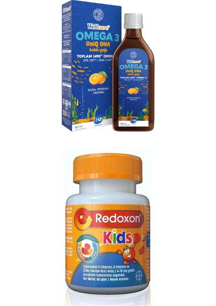 Omega 3 Doğal Portakal Aromalı Balık Yağı 150 Ml & Redoxon Kids 60 Çiğnenebilir Tablet