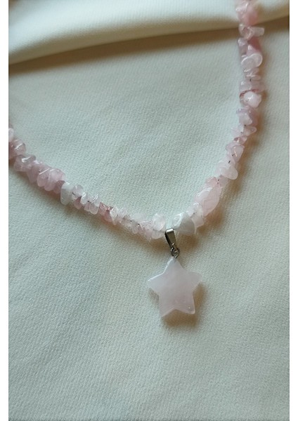 Pembe Kuvars Yıldız Doğal Taş Kolye fiyatları