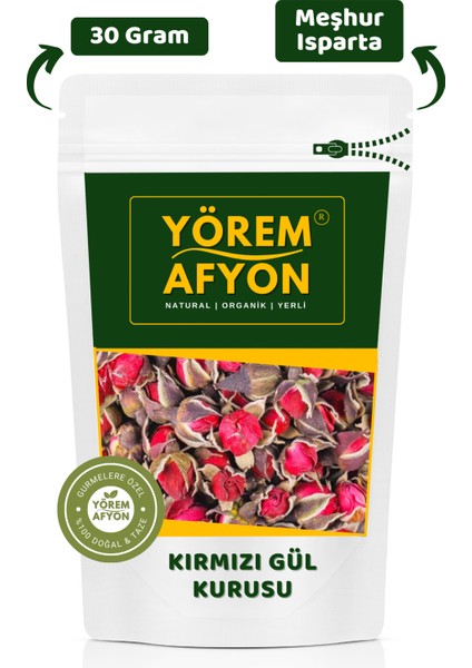 Yörem Afyon Meşhur Isparta Yöresinden Kurutulmuş Tomurcuk Kokulu Kırmızı Gül Kurusu (Rose Odorata) | 30Gr.