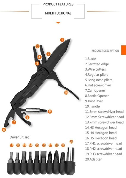 GHK-PL107 Foldable Multi Tool modelleri