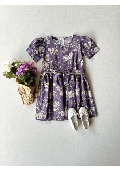 Mor Güllü Anne-Kız Çocuk Elbise Kombin (Tekli Satılmaktadır) fiyatları