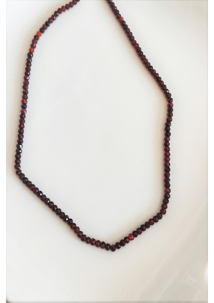 3 mm Lal Granat Garnet Doğaltaş Kolye