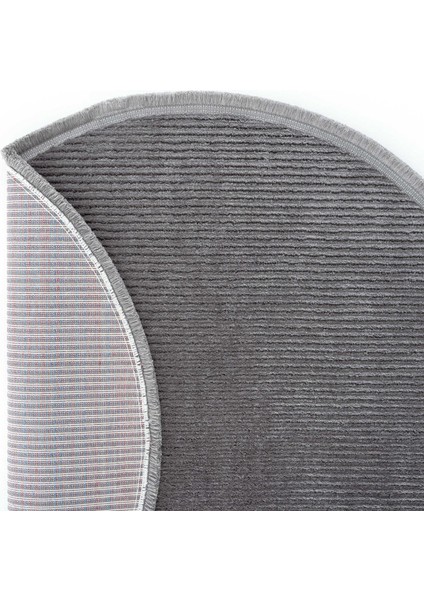 Vetrina 3604 Antrasit Yumuşak Halı Kilim Salon Mutfak Koridor Kesme Yolluk Yuvarlak Makine Halısı