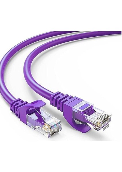 Bakır Patch Kablo CAT6A Utp 1mt Lszh Purple Patch Cord Korumasız 5 Adet