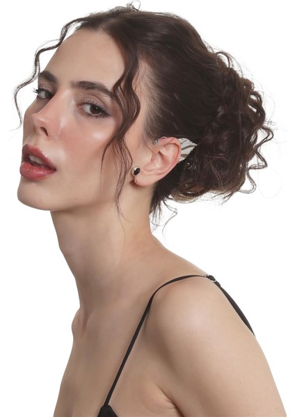 Kadın Gümüş Renk Lak Kaplama Taşlı Yaprak Stilizesi Sol Kulak Earcuff & Kıkırdak Küpe