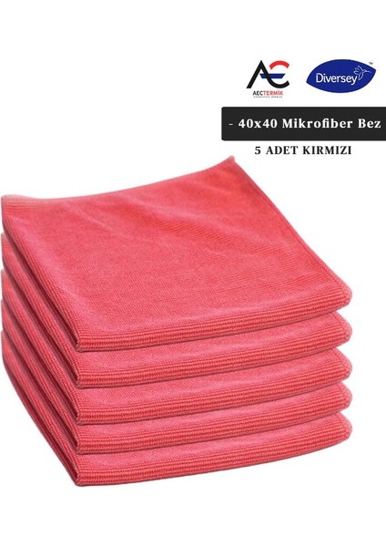 Solare Microjet Mikrofiber Temizlik Bezi 40X40CM 5 Adet Kırmızı Bez