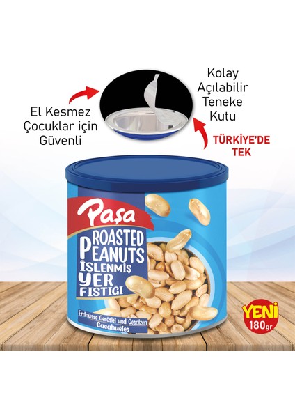 Paşa Kuruyemiş Kavrulmuş Yer Fıstığı Teneke Kutu 180 gr (Tuzlu)