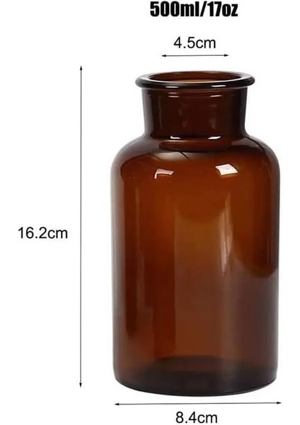 2'li Set Amber Yazısız Cam Vazo - 500 ml - 250 ml