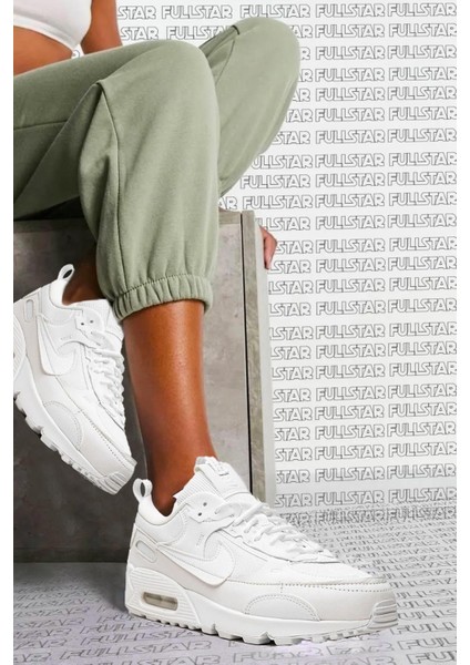Air Max 90 Futura Triple Leather Unisex Sneaker Hakiki Deri Spor Ayakkabı Beyaz