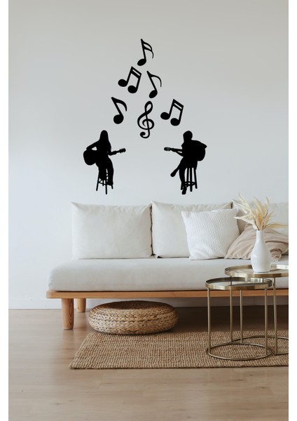 Gitar Çalan Bayanlar Nota Müzik Temalı Duvar Dekoru Ahşap Mdf fiyatları