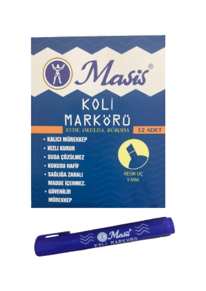 Permanent Marker Kesik Uç Mavi