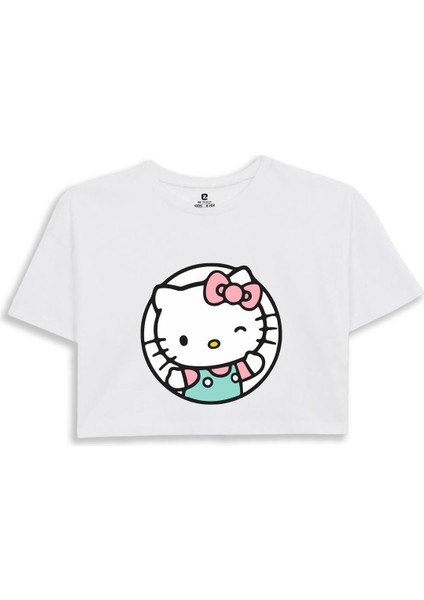 Hello Kitty Baskılı Crop Tshirt