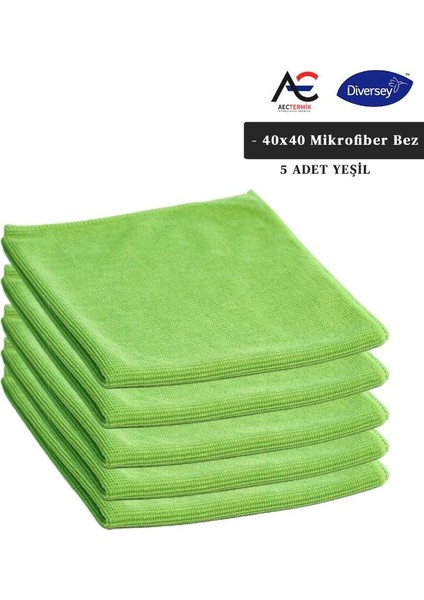 Solare Microjet Mikrofiber Temizlik Bezi 40X40CM 5 Adet Yeşil Bez