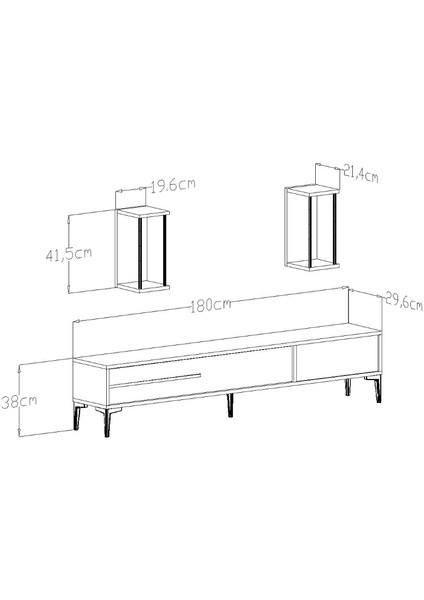 Lükens Tv Ünitesi Siyah Gold 180 cm