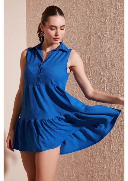 Slim Fit Gömlek Yaka Bürümcük Mini Elbise Kadın Elbise 5865599 fiyatları