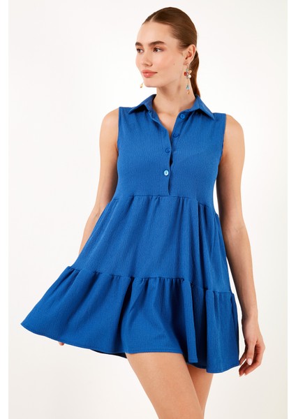 Slim Fit Gömlek Yaka Bürümcük Mini Elbise Kadın Elbise 5865599 fırsatları