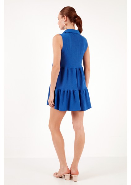Slim Fit Gömlek Yaka Bürümcük Mini Elbise Kadın Elbise 5865599 indirimleri