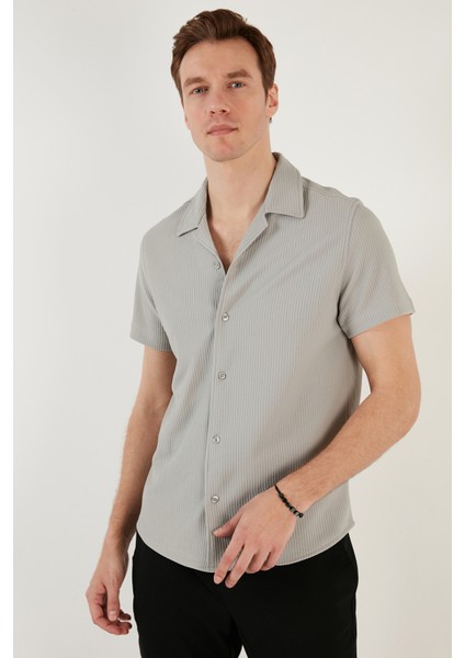 Apaş Yaka Kısa Kollu Regular Fit Gömlek Erkek Gömlek Cf24S115882