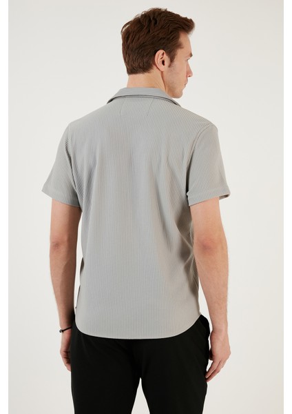 Apaş Yaka Kısa Kollu Regular Fit Gömlek Erkek Gömlek Cf24S115882