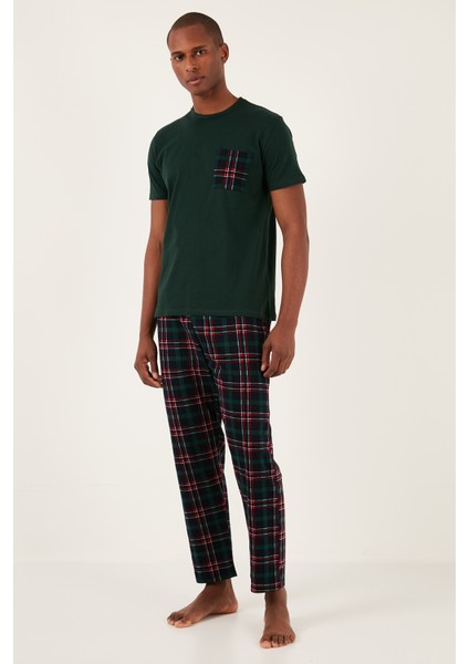 Ekoseli Pamuklu Regular Fit Kısa Kollu Pijama Takımı Erkek Pijama Takımı 6572002