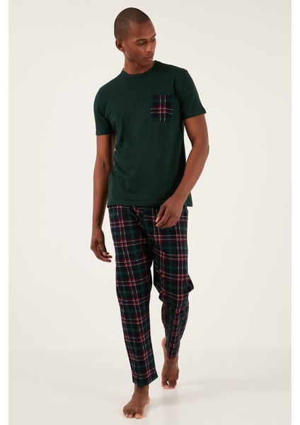 Ekoseli Pamuklu Regular Fit Kısa Kollu Pijama Takımı Erkek Pijama Takımı 6572002