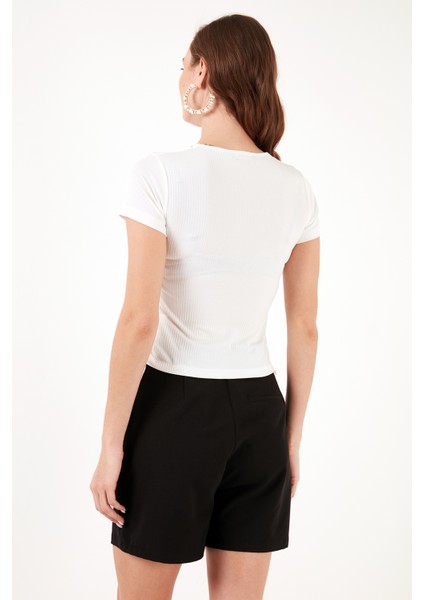 Slim Fit V Yaka Yanları Büzülebilir Bluz Kadın Bluz 5864011 indirimleri