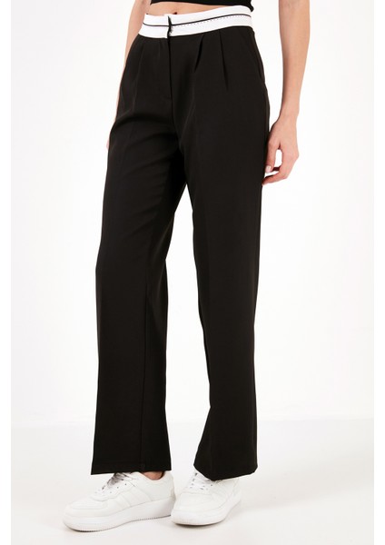 Yüksek Bel Regular Fit Geniş Paça Pantolon Bayan Pantolon 611PL061 fırsatları