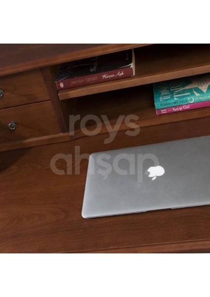 Roys Ahşap 5216 Ceviz 110 Cm Çekmeceli Lükens Raflı Ofis Çalışma Masası