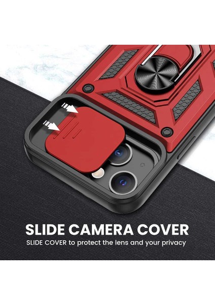 Apple iPhone 13 Pro Uyumlu Kızaklı Kamera Korumalı Tank Kılıf
