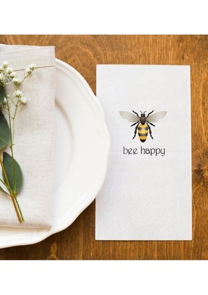 Bee Happy Arı Desen Arılı Sunum Peçetesi 20LI