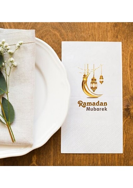 Ramadan Mubarek 3 Ramazan Sofralarına Özel Iftar Vakti Baskı Peçete Sunum Peçetesi 50 Adet
