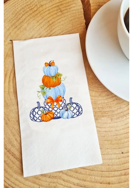 Blue Blanc And Pumpkin Sonbahar Çay Saati Peçete Sunum Peçetesi 010 50 Adet
