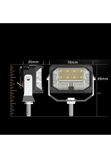 Off Road Sis Farı Modifiye Gündüz Ledi Mını 3 Inç 76 mm 21 LED Çift Renk Delici Işık ve Sarı Gündüz Oto Lambası