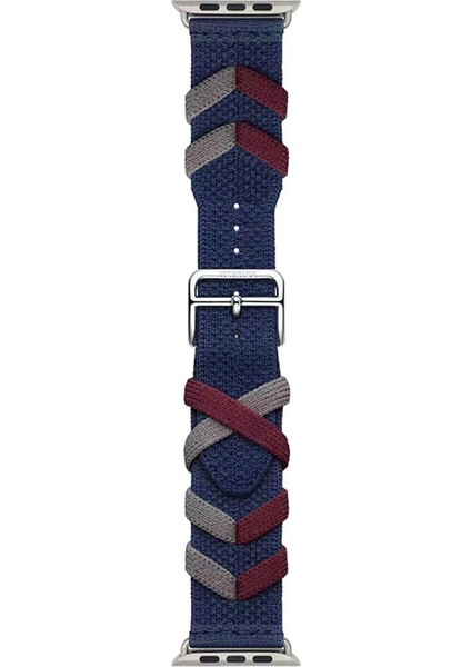 Apple Watch 7 8 9 41 mm Uyumlu Kumaş Örgü Kordon Hermes Bridon Üç Boyutlu Tasarım Kayış