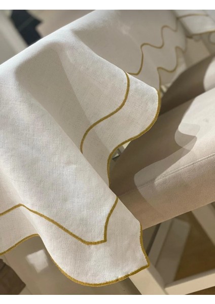 Krem Wave Masa Örtüsü 12 Kişilik fiyatları